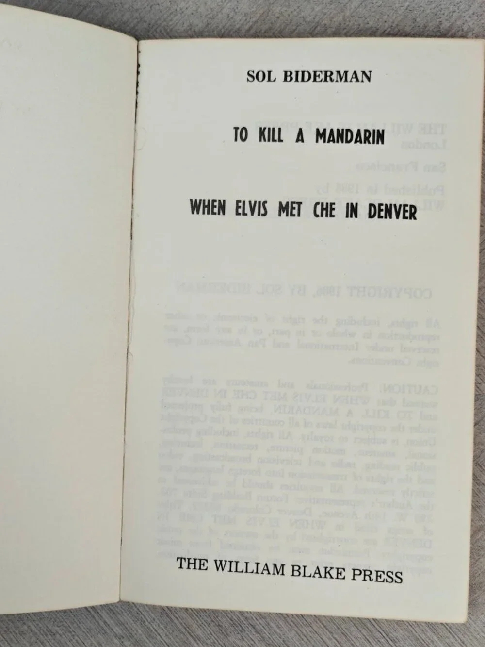 When Elvis Met Che In Denver Sol Biderman Paperback 1986 Drama Play